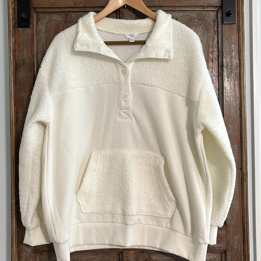 Cream Time and Tru 1/4 Button-up Pullover Size XL